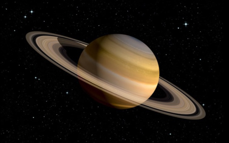 Rendered image of Saturn among the stars